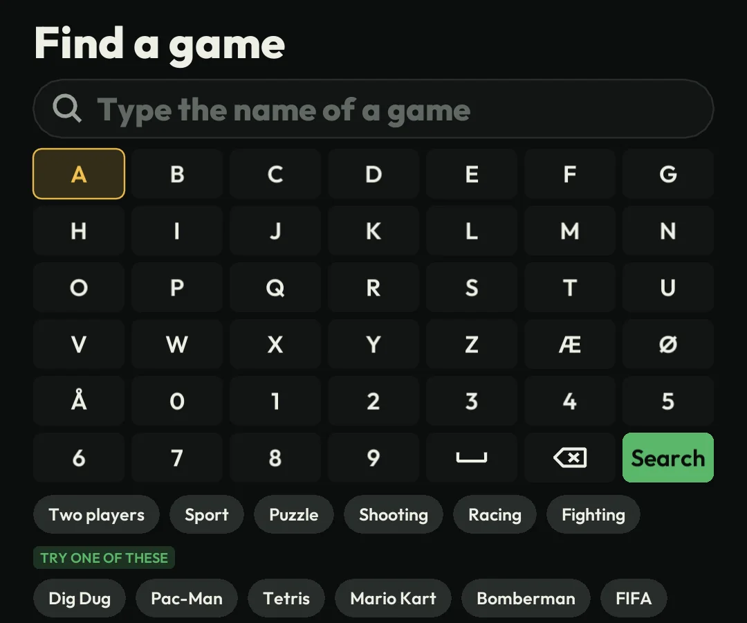 The search field and the keyboard