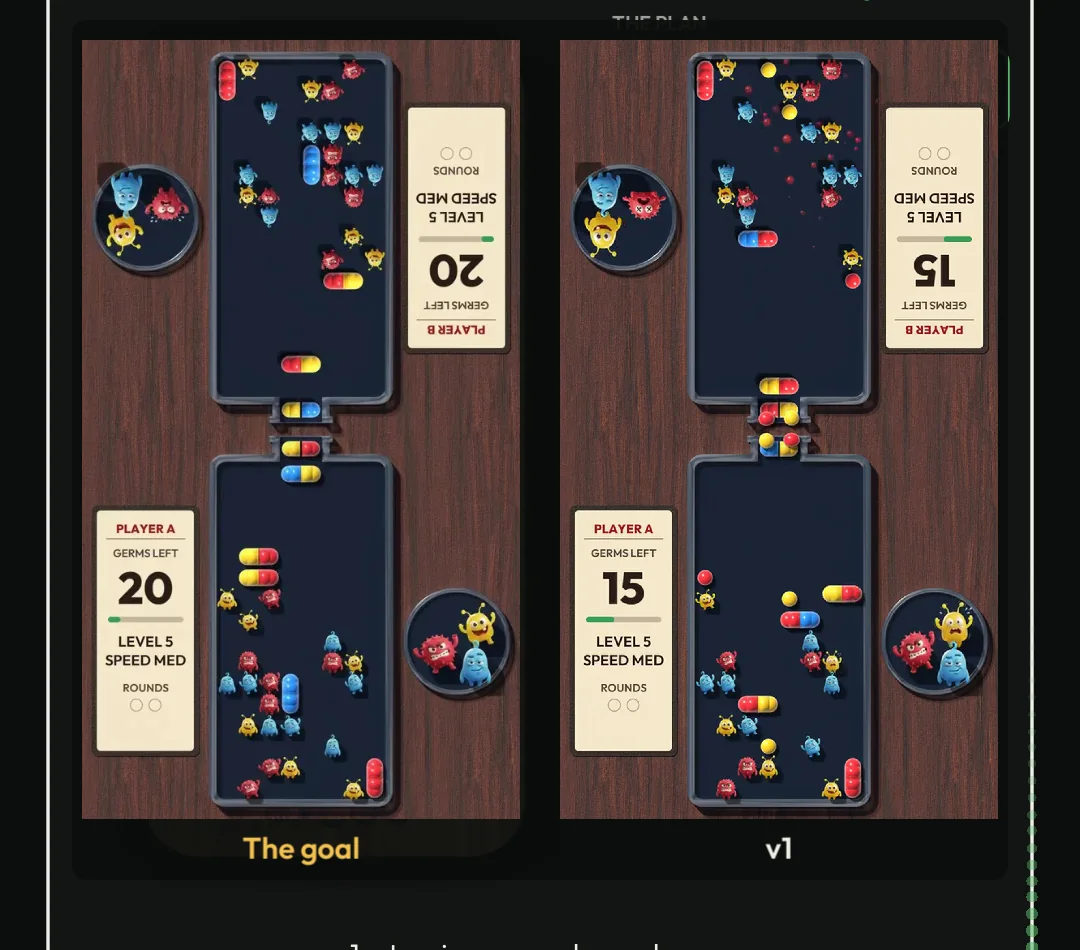 The first version beside the goal
